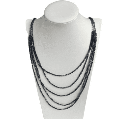 Gray Layered Crystal Necklace.