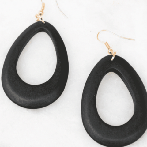Black wooden earrings