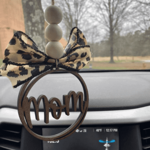 Mom Wood Car Charm