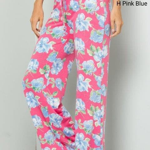 French Terry Lounge Pants - Hot Pink Blue.